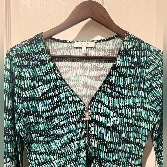 Dressy Green‎ Blue Top - Picture 3 of 4